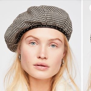 Free People Alice Studded Houndstooth Beret
